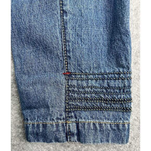 Chico’s Denim Jacket Women XL Blue Silk Lined Mandarin Collar Frog Closures - Picture 8 of 14